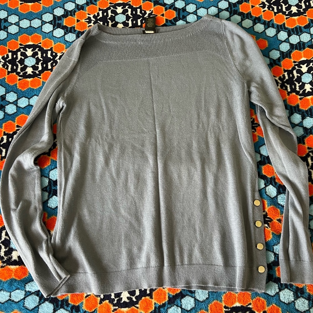 Ann Taylor Slate Blue Sweater with button accents